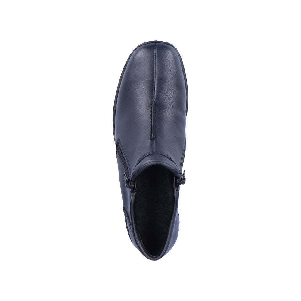 Rieker L3882 Antistress Ladies Lightweight Navy Leather Twin Zip Ankle Boots