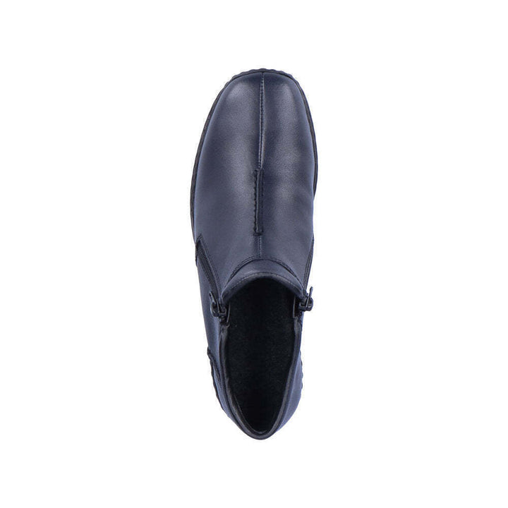 Rieker L3882 Antistress Ladies Lightweight Navy Leather Twin Zip Ankle Boots