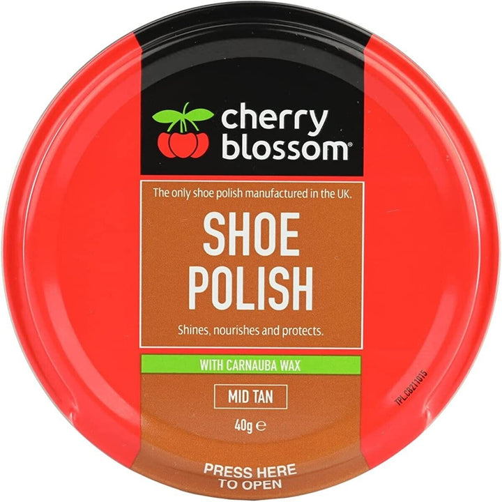 CHERRY BLOSSOM PREMIUM MID TAN LEATHER SHOE POLISH SHINES NOURISH PROTECT 40g