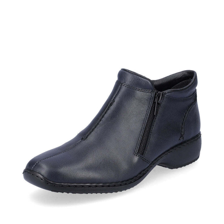 Rieker L3882 Antistress Ladies Lightweight Navy Leather Twin Zip Ankle Boots