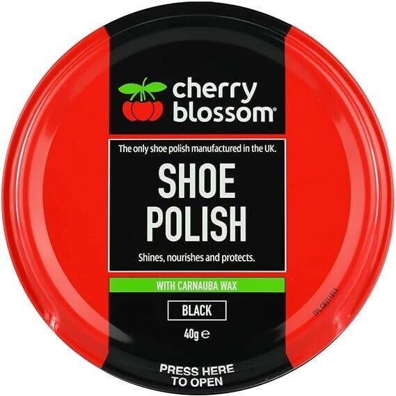 CHERRY BLOSSOM PREMIUM BLACK LEATHER SHOE POLISH SHINES NOURISH PROTECT 40g