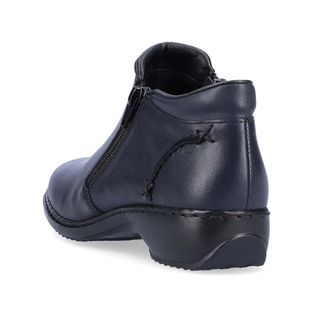 Rieker L3882 Antistress Ladies Lightweight Navy Leather Twin Zip Ankle Boots