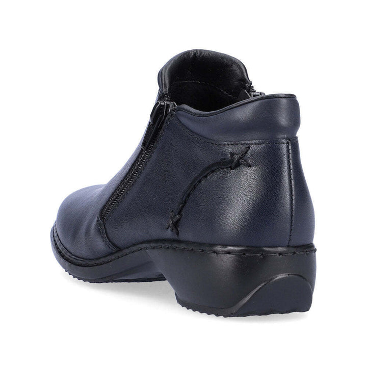 Rieker L3882 Antistress Ladies Lightweight Navy Leather Twin Zip Ankle Boots