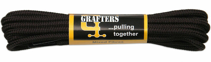 Grafters 140cm Black 1 Pair Strong Round Shoe Laces For 8 - 10 Eyelets Boots